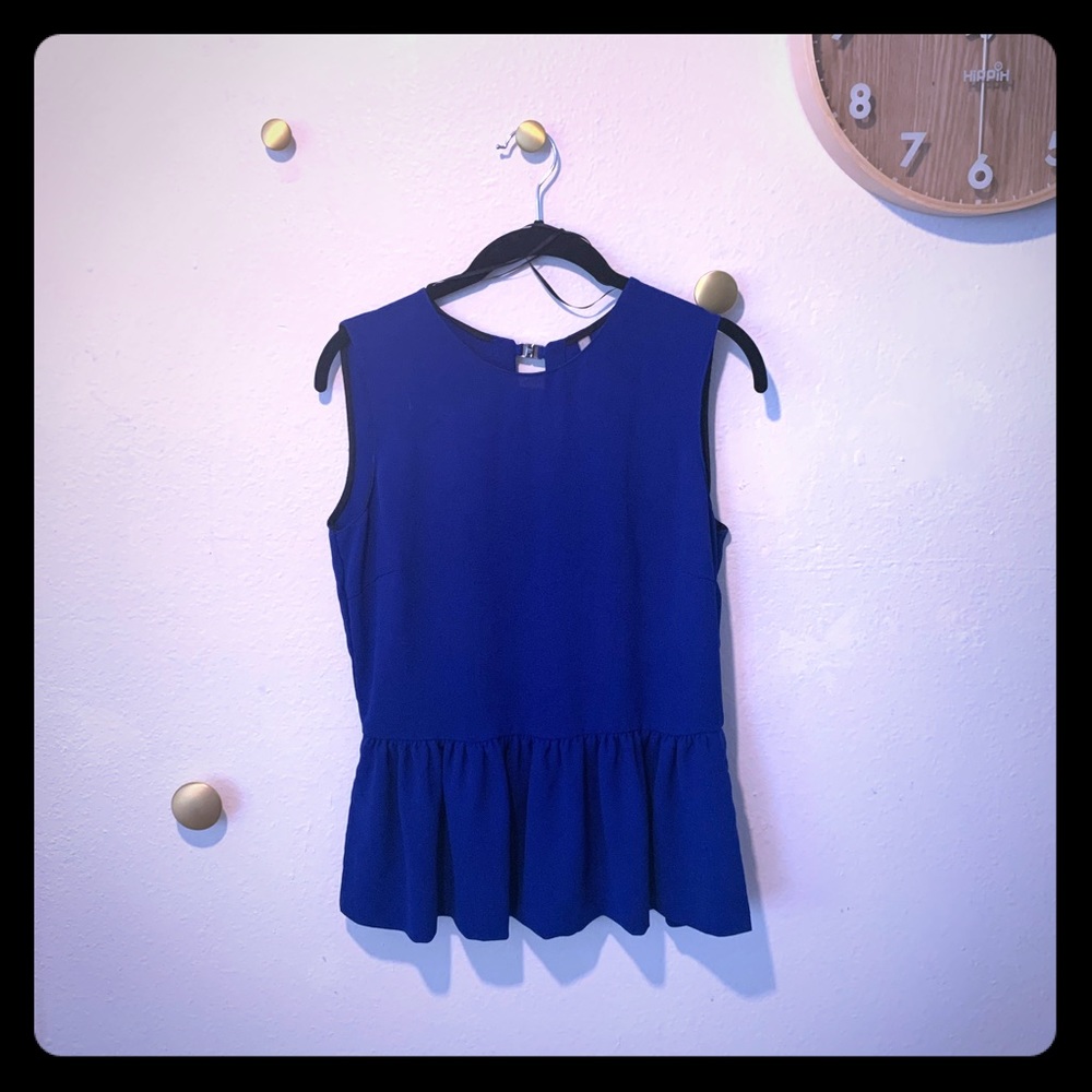 ZARA || Blue peplum open back top